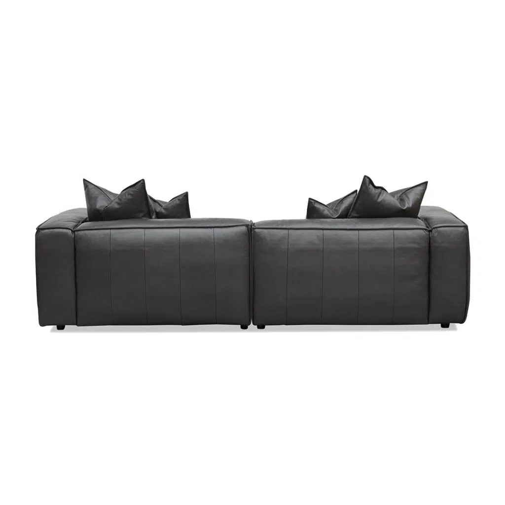 Rylen 4 Seater Shadow Grey Leather Sofa with Cushions and Pillows