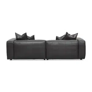 Rylen 4 Seater Shadow Grey Leather Sofa with Cushions and Pillows