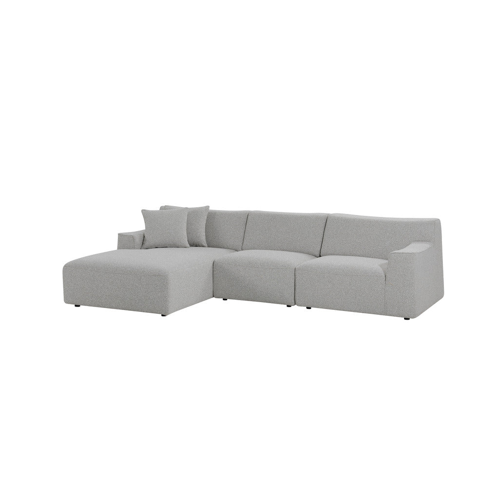 Ryven 3 Seater Left Chaise Sofa Clay Grey Polyester Upholstery Ergonomic Design