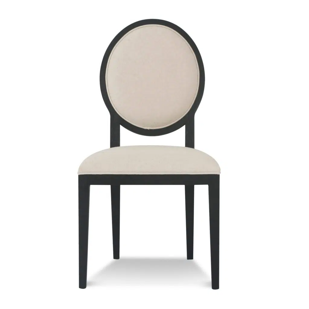 Quora Light Beige Fabric Dining Chair - Black Frame Set of 2