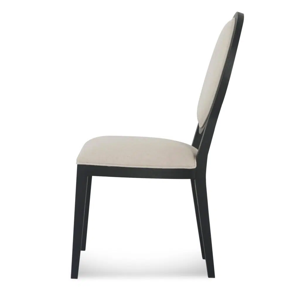 Light Beige Fabric Dining Chair with Black Frame Set of 2