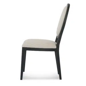 Light Beige Fabric Dining Chair with Black Frame Set of 2