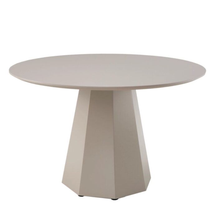 Monet Putty Dining Table with wine accent, modern design, 120cm square, matte finish