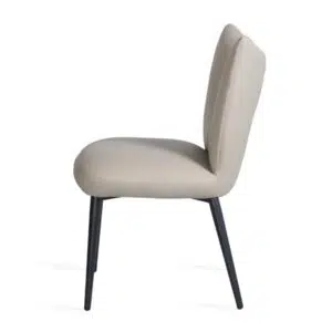 Beige and black eco-leather dining chairs set of 2 with black metal frame modern design