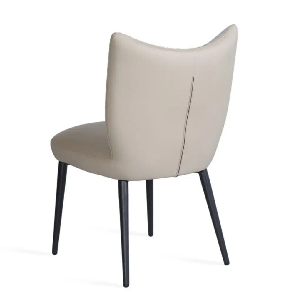 Beige and black eco-leather dining chairs set of 2 with black metal frame modern design