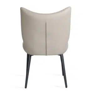 Beige eco-leather dining chairs set of 2 with black metal frame modern sustainable design
