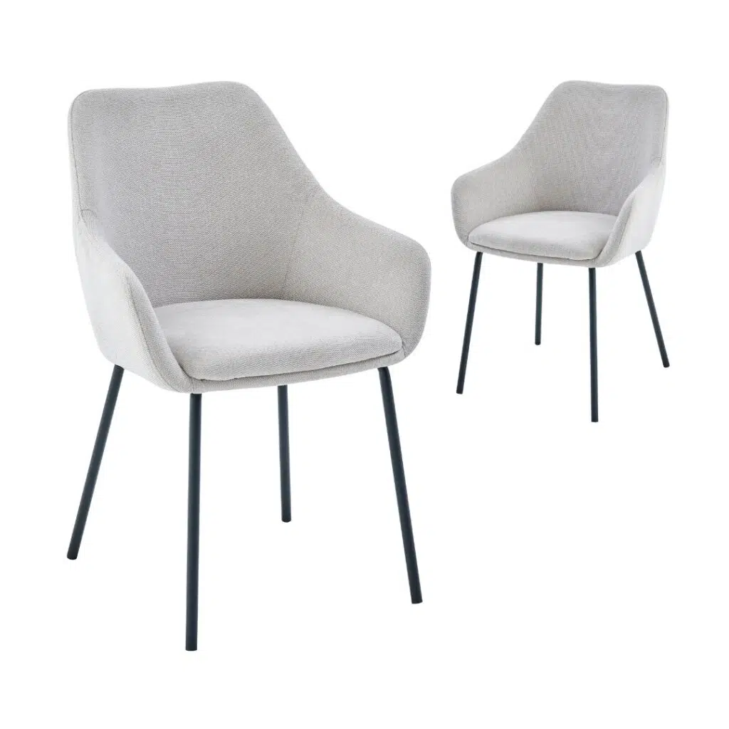 Napier Dining Chair Oat Set of 2 with black metal frame and textured upholstery