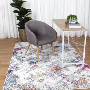 Provence Stonewashed Light Grey & Dark Blue Rug - Southern France Inspired Design