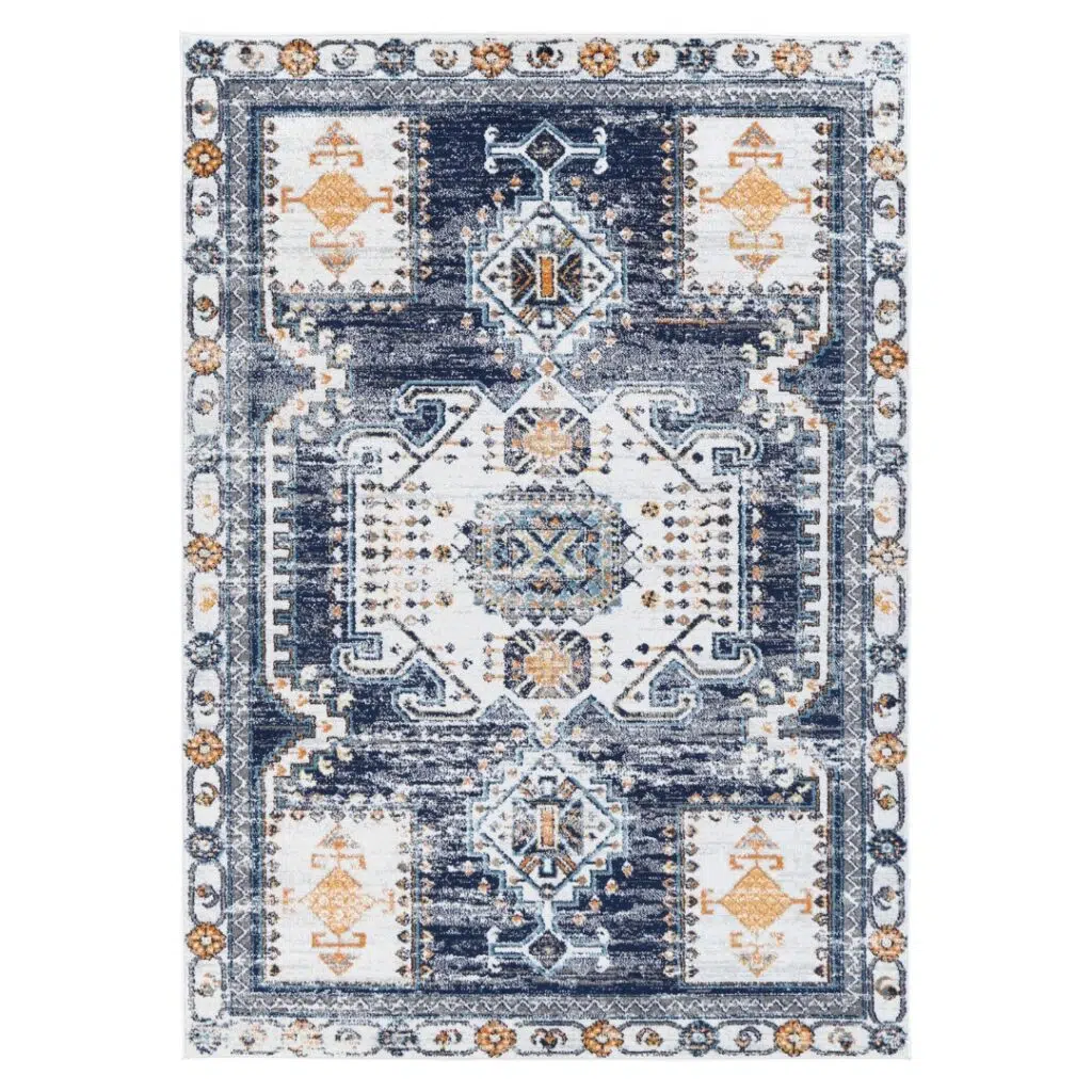 Provence Sunburst Rug - Dark Blue & Cream, Southern France Inspired Design