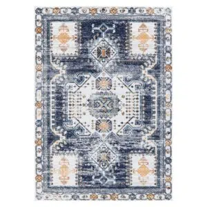 Provence Sunburst Rug - Dark Blue & Cream, Southern France Inspired Design