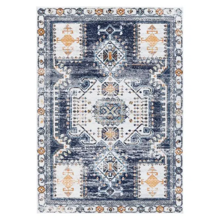 Provence Sunburst Dark Blue & Cream Rug