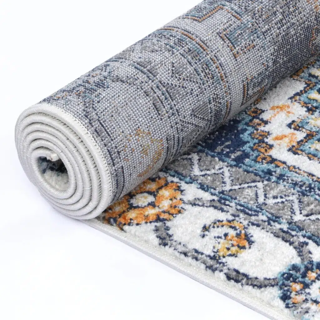 Provence Sunburst Dark Blue & Cream Rug - Durable Anti-Static Polypropylene