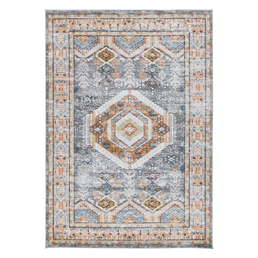 Provence Interlocking Grey & Terracotta Rug – Mediterranean Style Polypropylene