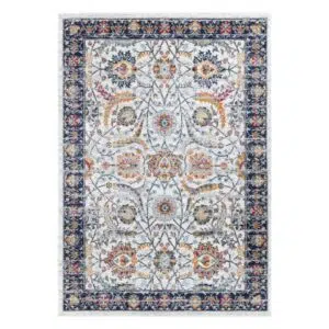Provence-inspired cream dark blue rug anti-static polypropylene
