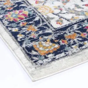 Provence-Inspired Clayfield Cream & Dark Blue Rug - Anti-Static, Versatile Sizing, Polypropylene