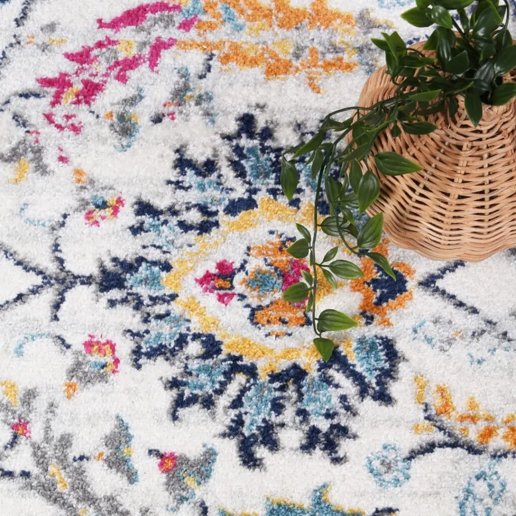 Provence Clayfield Cream & Dark Blue Rug - Southern France Inspired Design