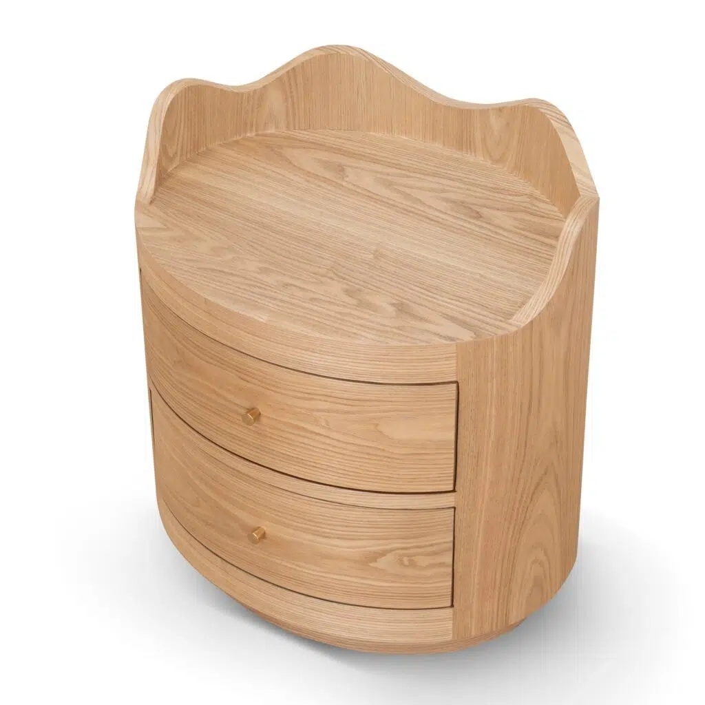 Orvin Bedside Table - Natural Ash Veneer Compact Storage Drawers