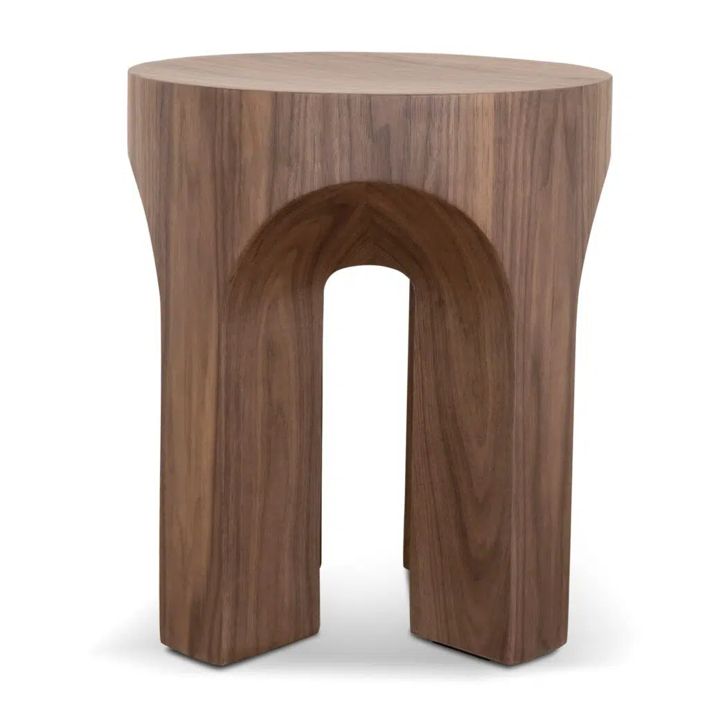 Pryla 49.5cm Round Side Table in Walnut Finish – Modern Design