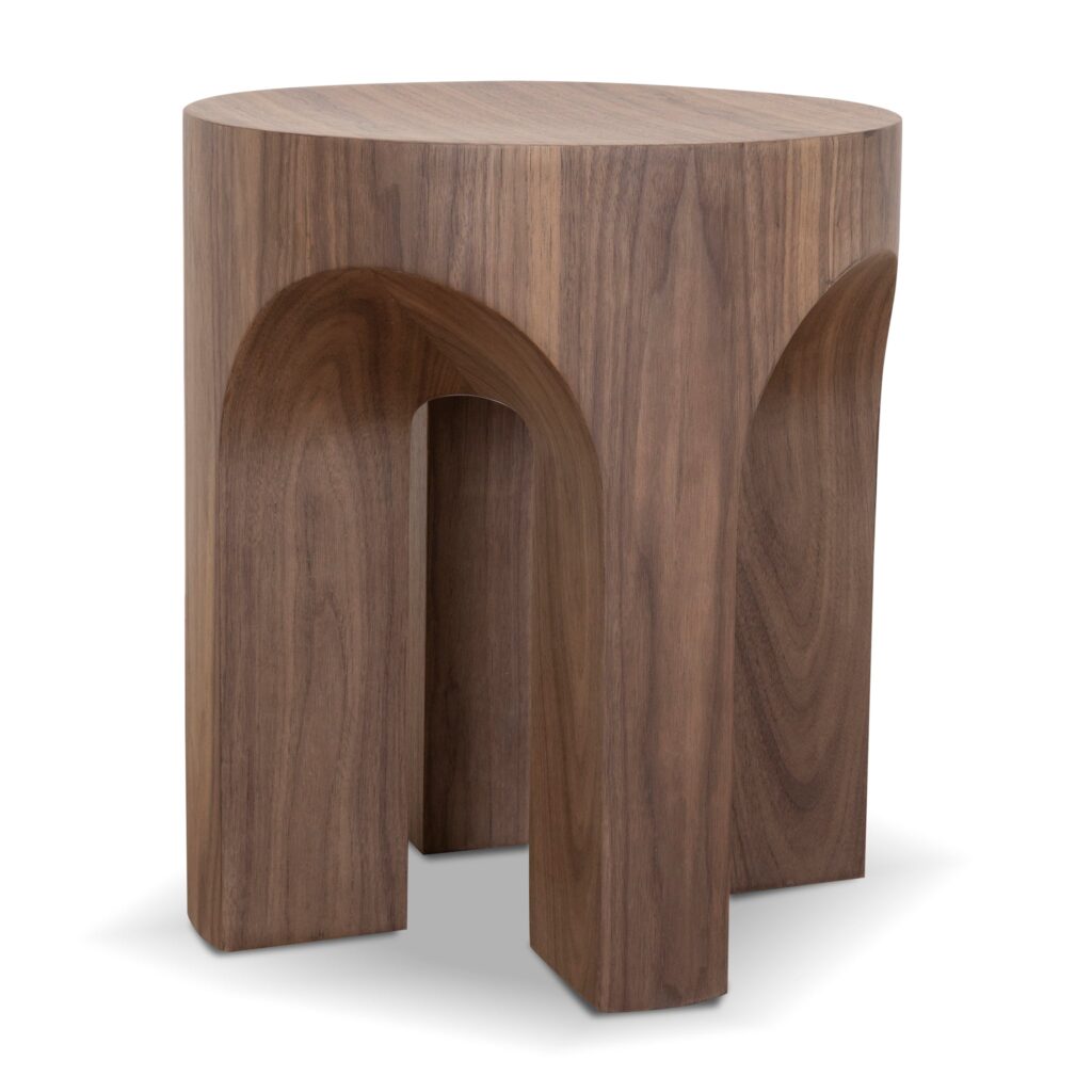 Pryla 49.5cm Round Side Table with Walnut Finish – Modern Design for Living Room