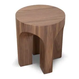Pryla 49.5cm Round Side Table in Walnut with Curved Arch Design