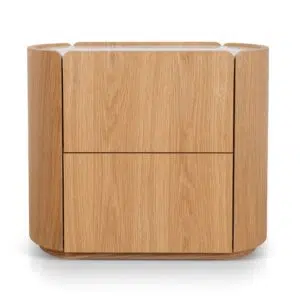 Glyn 60cm Bedside Table Natural Oak Marble Top Modern Design
