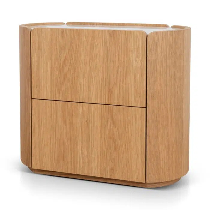 Glyn 60cm Bedside Table – Natural Oak with Marble Top