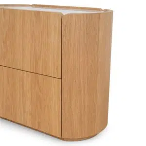 Glyn 60cm Bedside Table Natural Oak Marble Top Modern Design