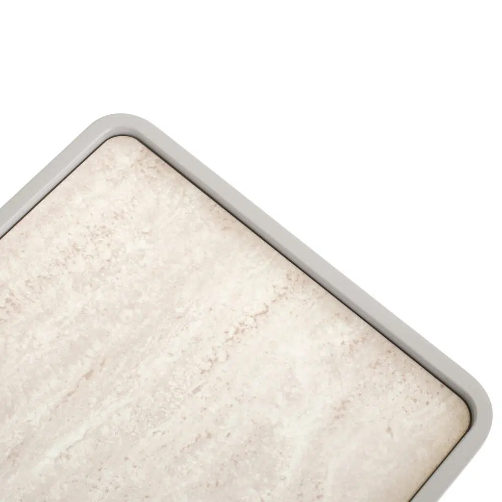 Modern Warm Grey Vela Bedside Table with Tempered Glass & Storage