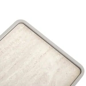 Modern Warm Grey Vela Bedside Table with Tempered Glass & Storage