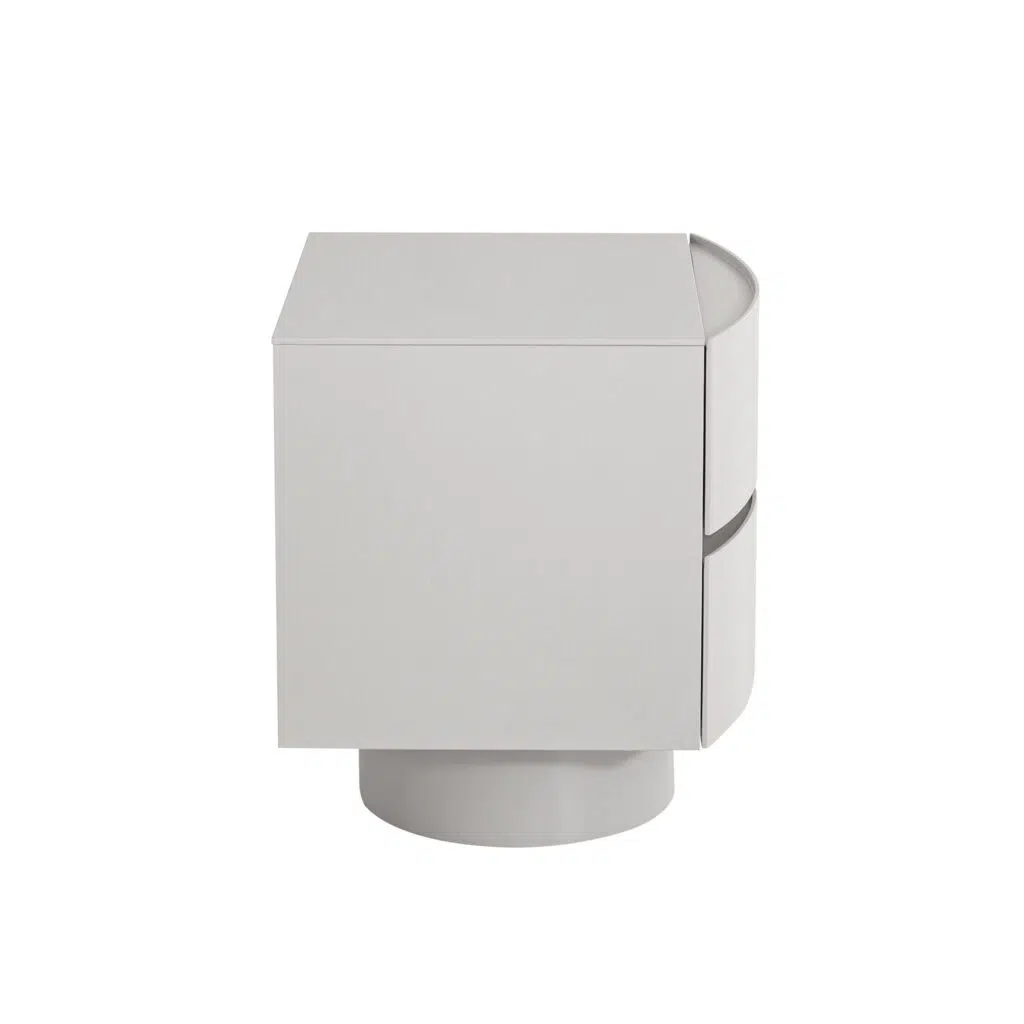Tila Warm Grey Bedside Table Modern Minimalist Design