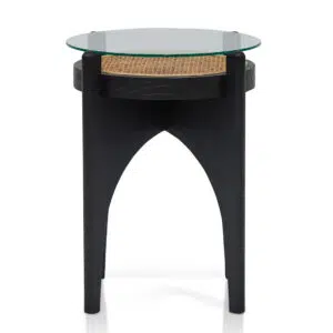 Zoryn 50cm Round Glass Side Table Black