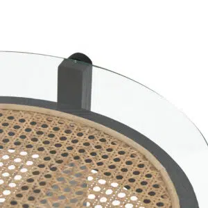 Zoryn 50cm Round Glass Side Table – Black Modern Design