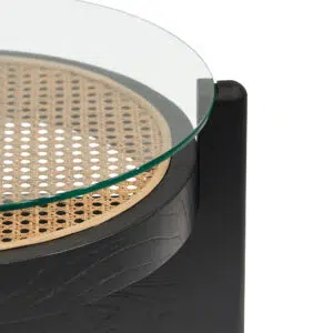 50cm Black Round Glass Side Table – Modern Elegant Design