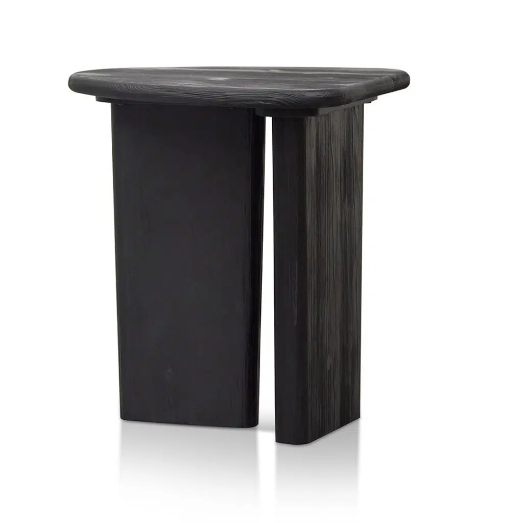Ylena Side Table Black Minimalist Design Recycled Wood 55x50x60cm