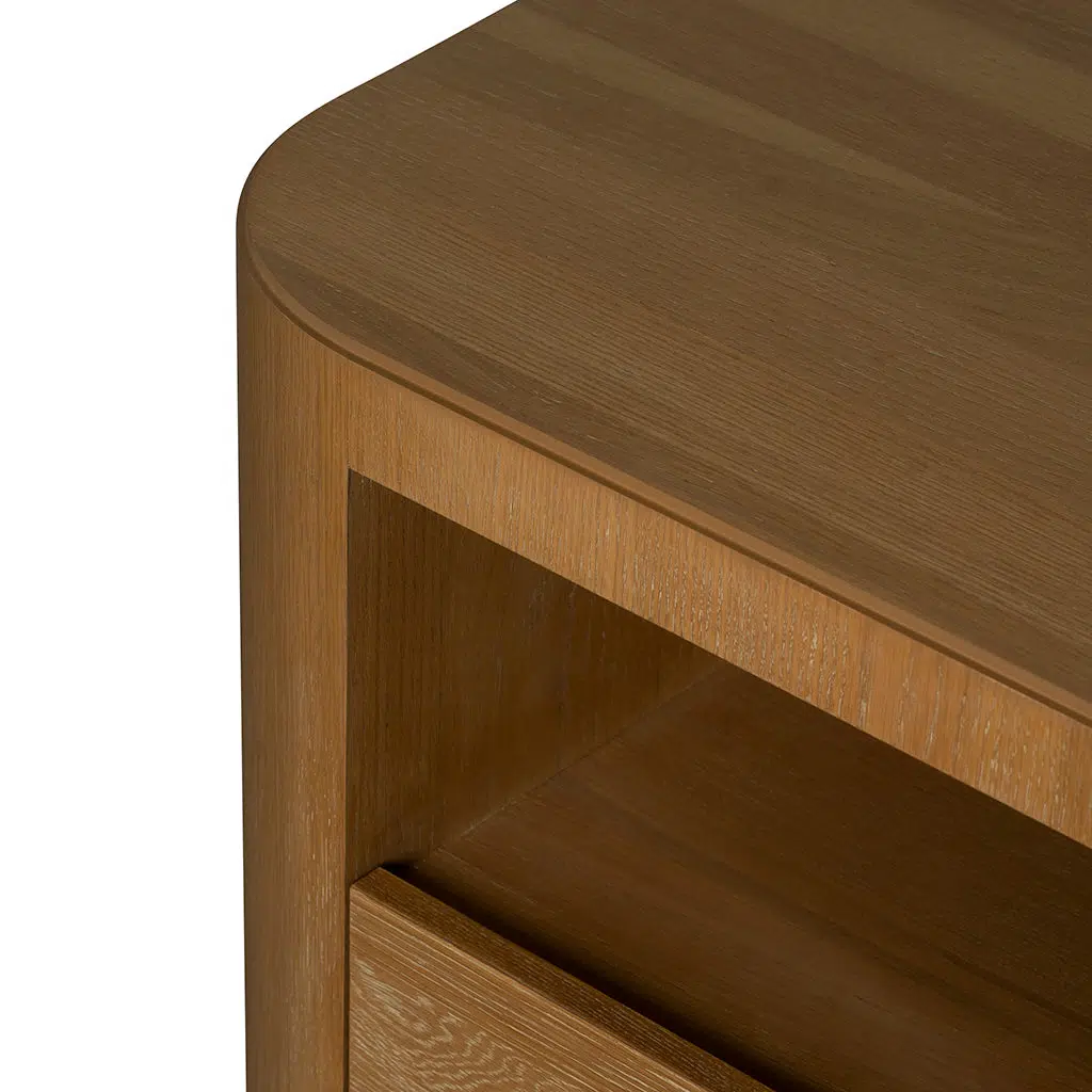 Liven Bedside Table - Dusty Oak, Space-Saving Storage, Durable Wood