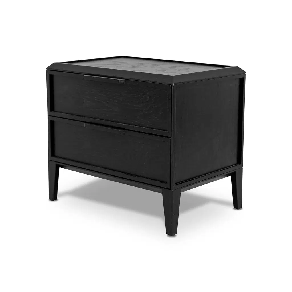 Tali Full Black Side Table with Spacious Drawers & Shelving