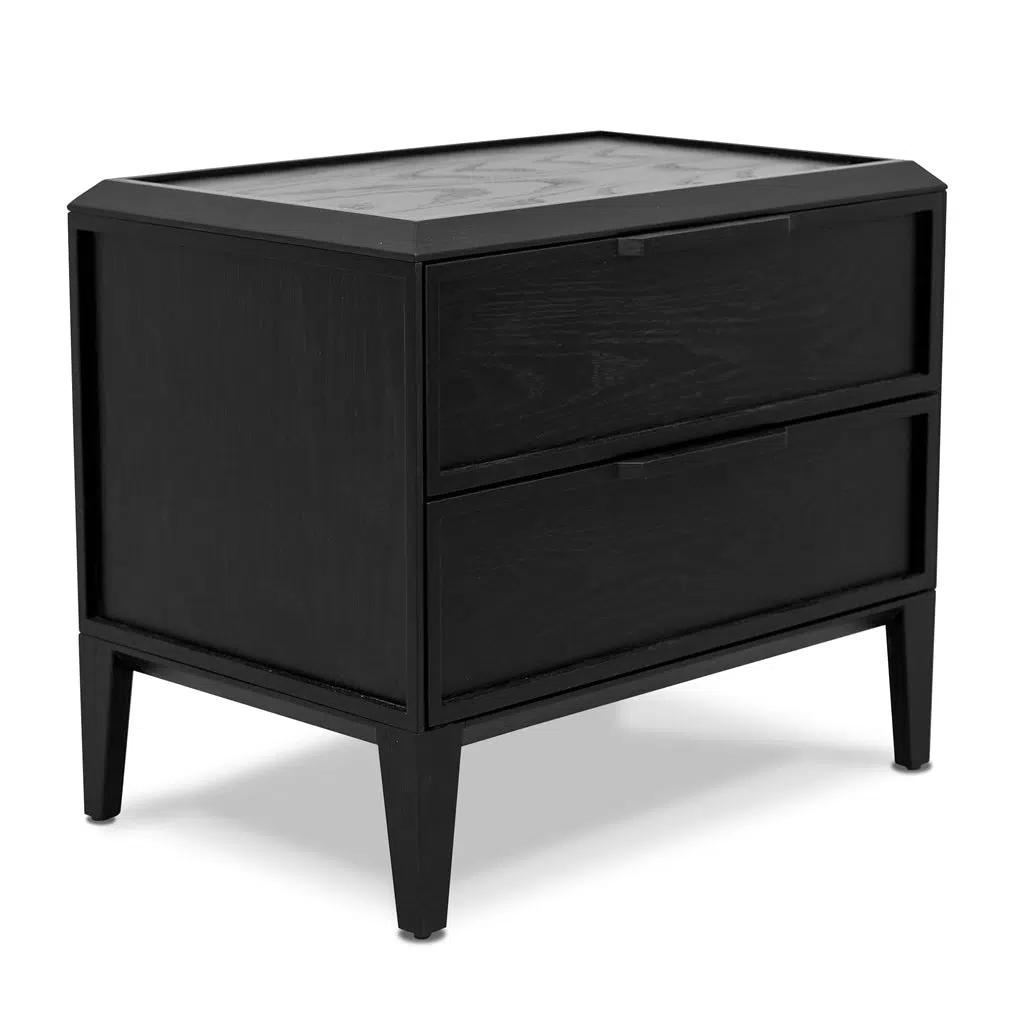 Tali Full Black Side Table with Drawers and Shelves