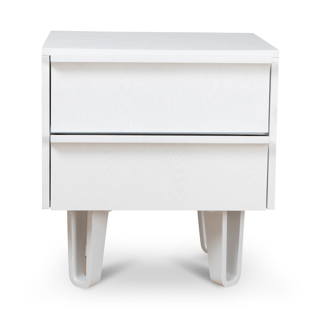 Varo Full White Bedside Table - Wood Grain & Storage Drawers