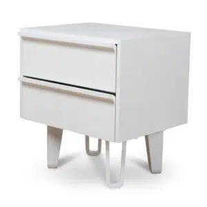 Varo Full White Bedside Table with Storage Drawers