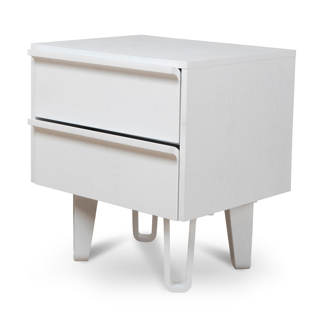 Varo Full White Bedside Table with Storage Drawers