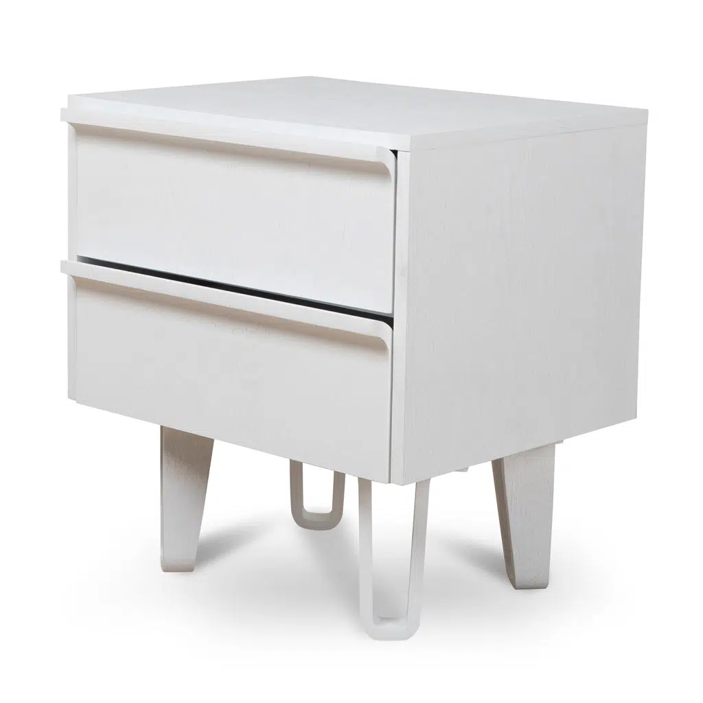 Varo Full White Bedside Table with Storage Drawers