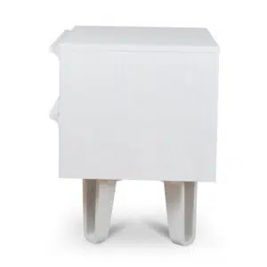 Full white Varo bedside table with modern design and spacious drawers