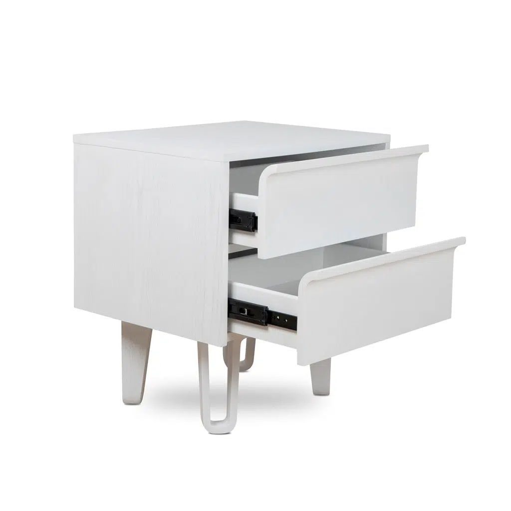 Varo Full White Bedside Table with Drawers