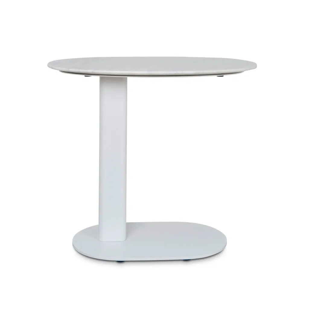 Fira 60cm White Marble Side Table
