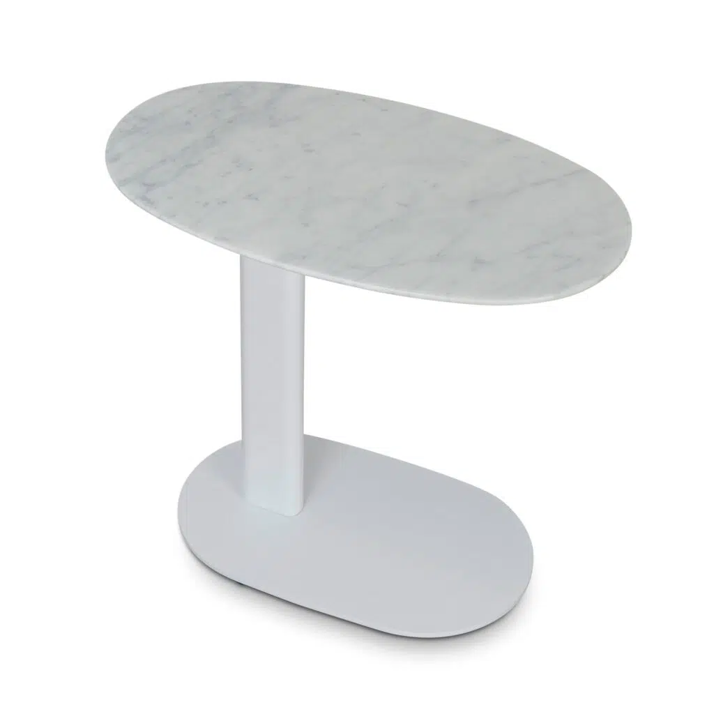 Fira 60cm White Marble Side Table Modern Design