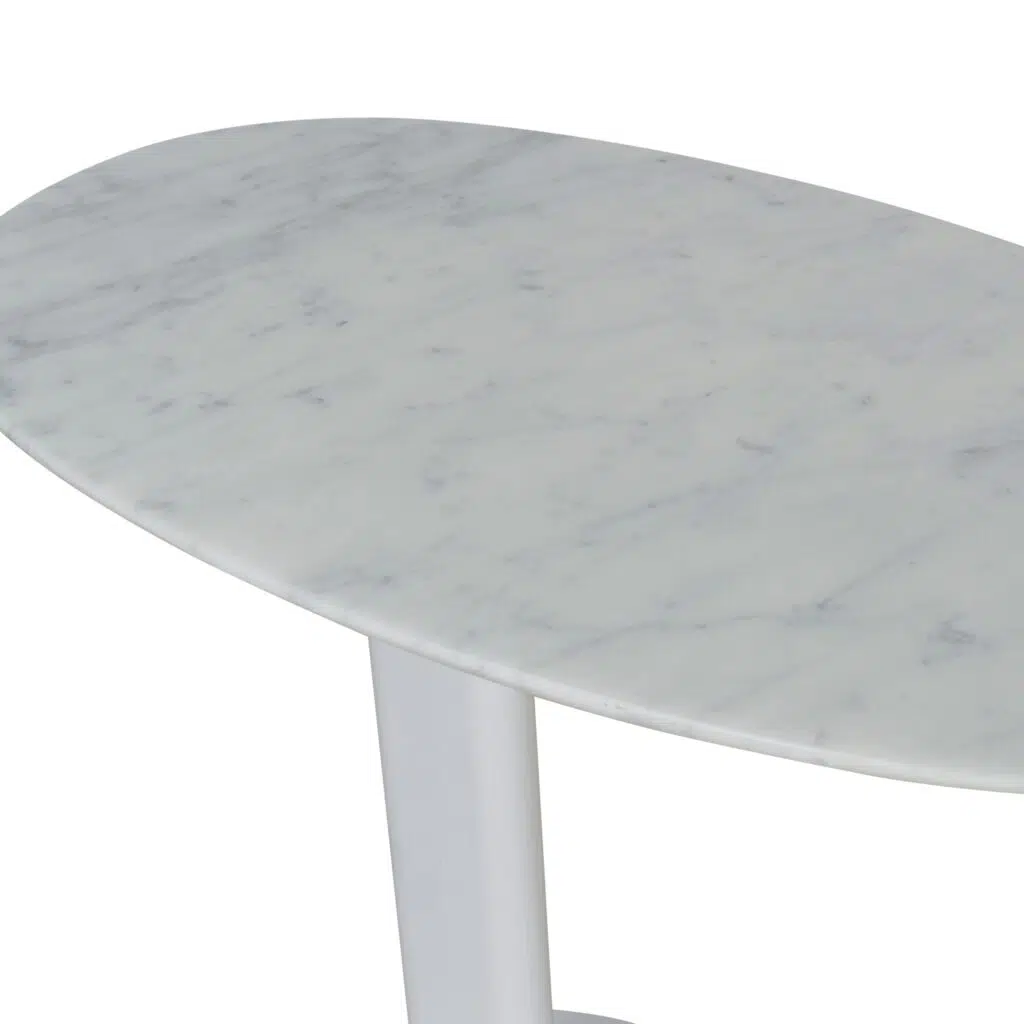 Fira 60cm White Marble Side Table - Modern Design