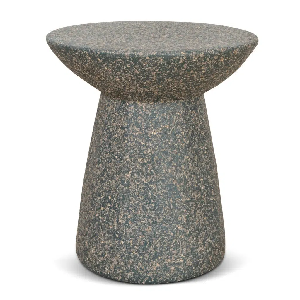 Nina 42cm Fiberglass Side Table - Charcoal Latte, Waterproof Stone Texture