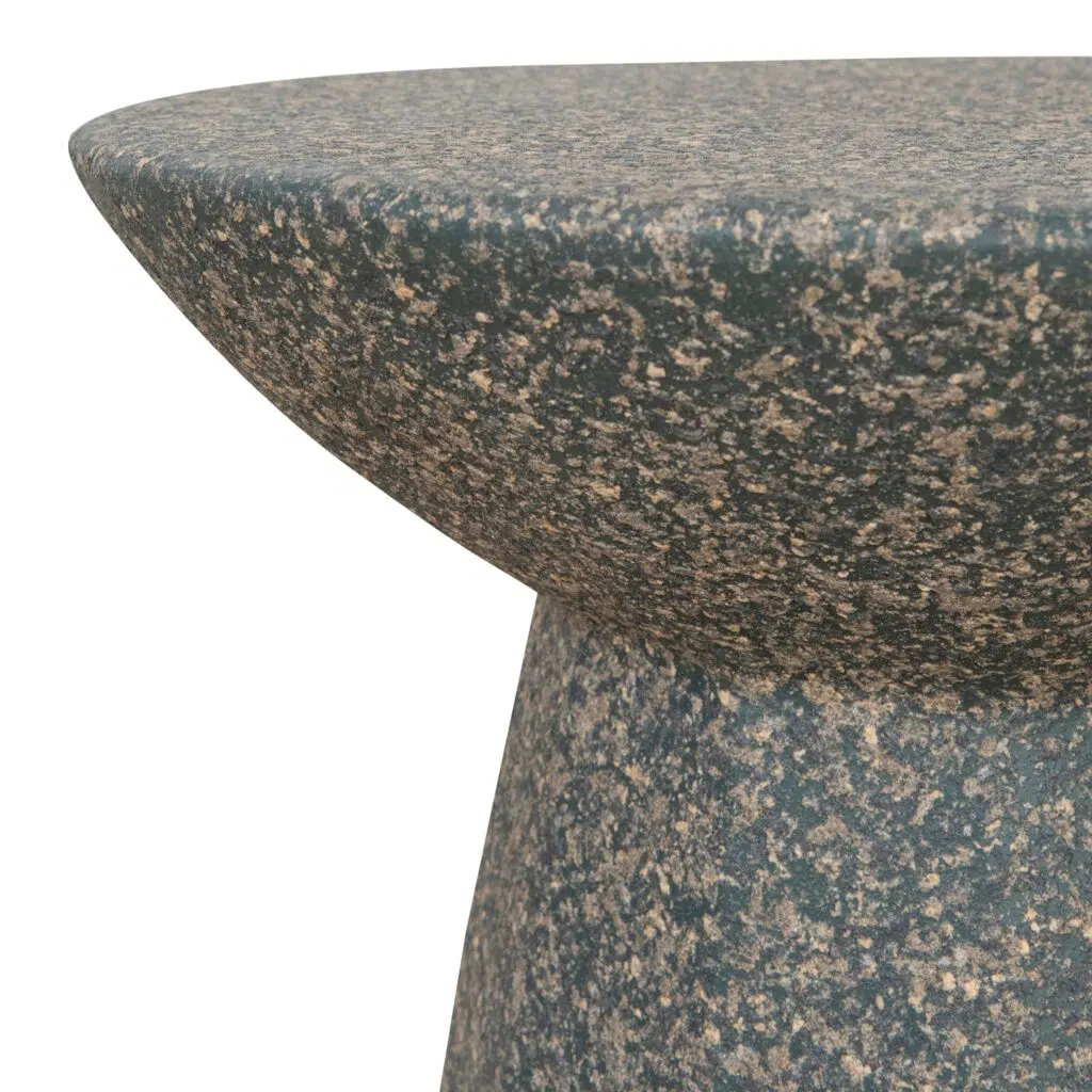 Nina 42cm Fibre Glass Side Table - Charcoal Latte Waterproof Stone Texture