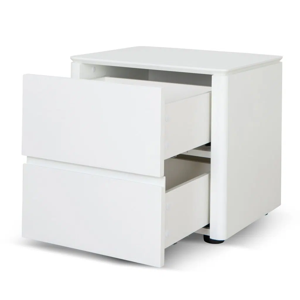 Orvo Bedside Table White Oak Veneer Minimalist Design