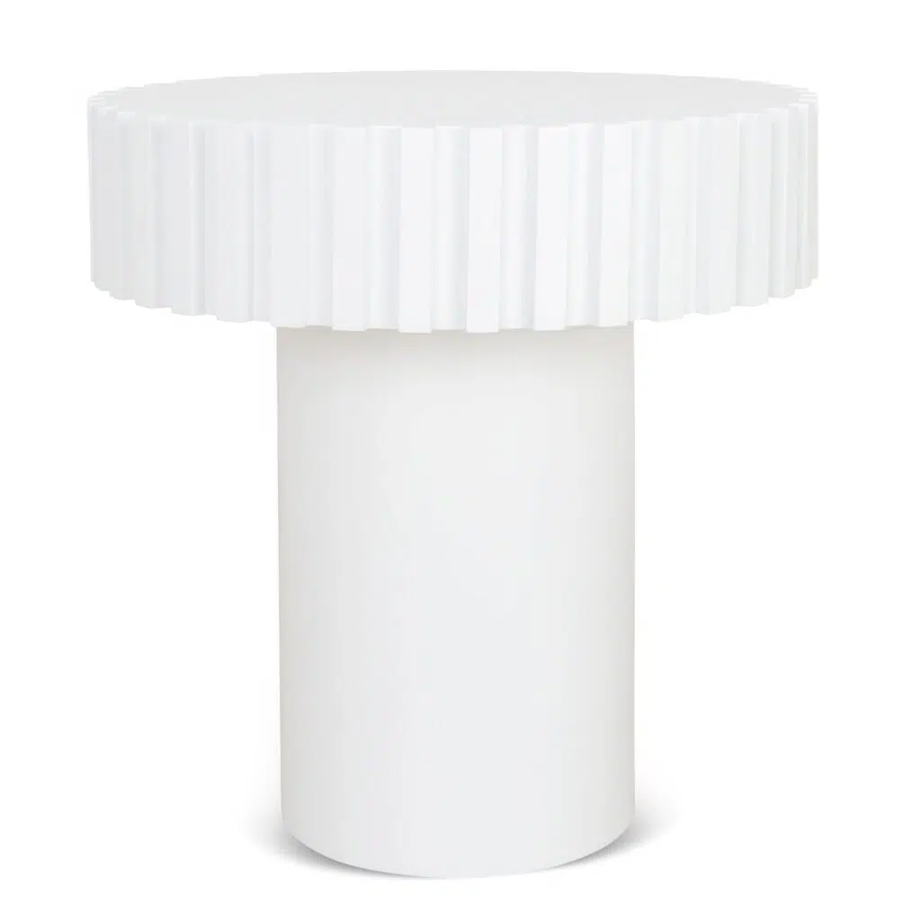 Pira 50cm White Round Side Table Modern Design